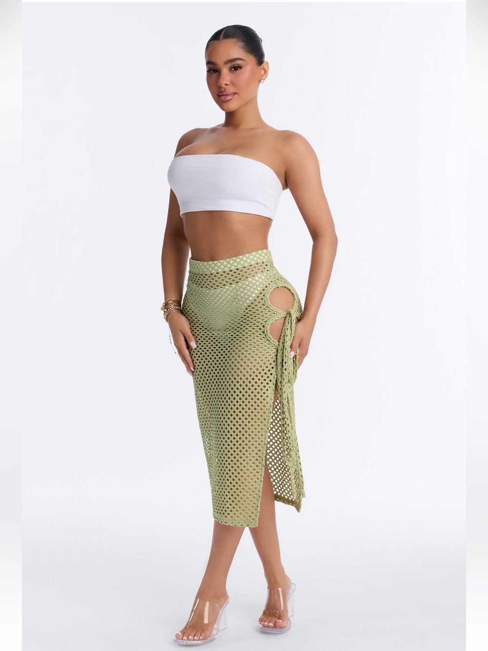 Sage Mesh Cover Up Skirt XS
